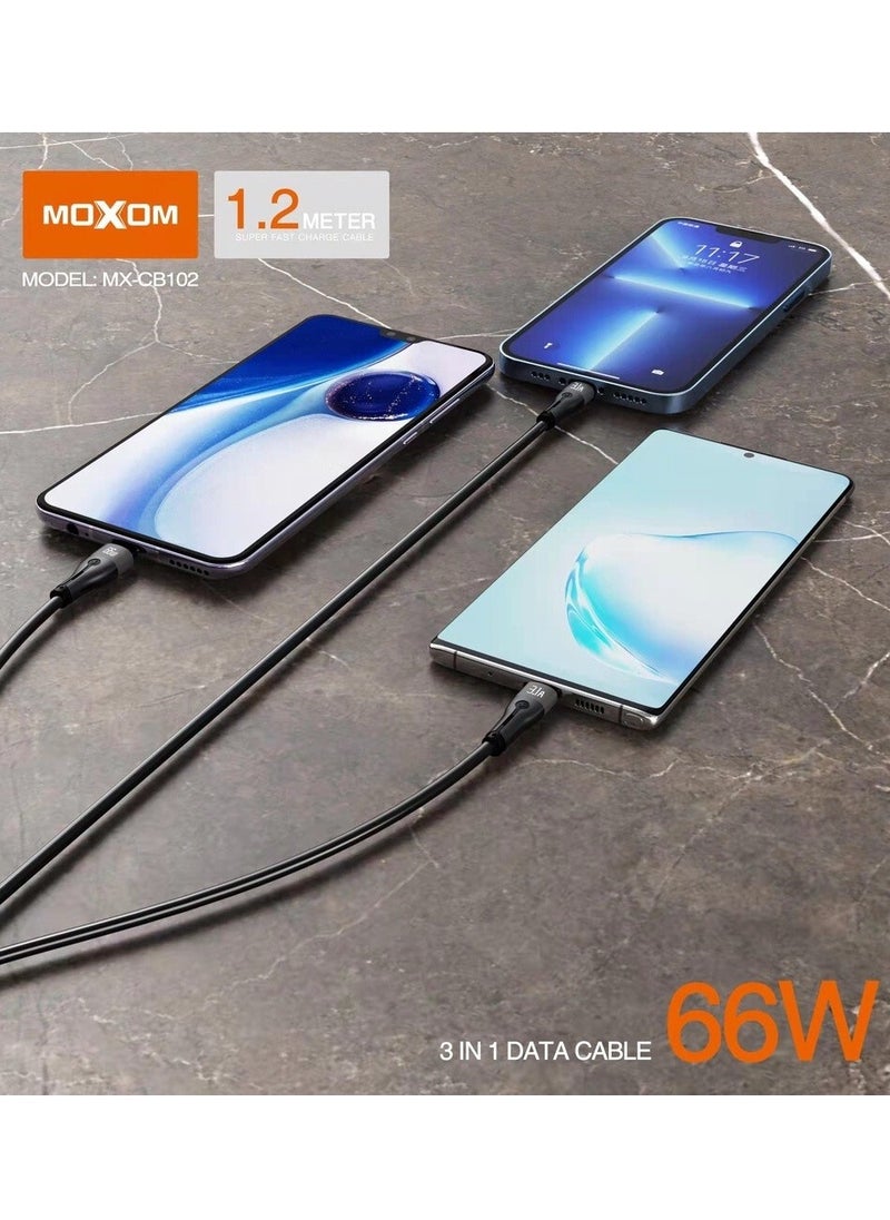 MOXOM Moxom Cable MX-CB102 3in1 66W Fast Charging And Data Cable  - Image 3