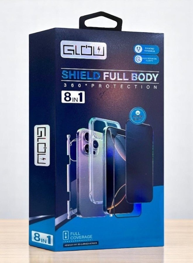 Glow Protection package for the iPhone 13. A package with a new look and complete protection for your phone with a case that supports wireless charging MageSafe from Glow (8in1).  - Image 2