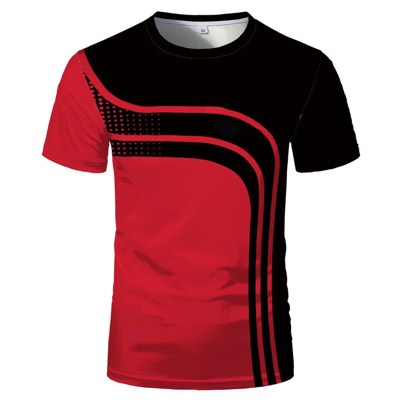 2022 New wish Men's Summer Youth Sports Slim-fit Printed Large Size T-shirt - Image 2