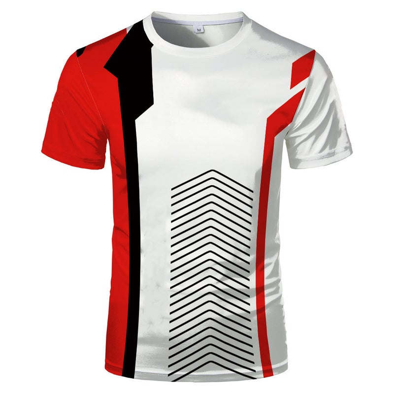 2022 New wish Men's Summer Youth Sports Slim-fit Printed Large Size T-shirt - Image 5