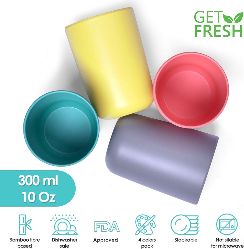 GET FRESH Bamboo Kids Cups Set  4pack Reusable Bamboo Cups for Toddlers and Adults  Colorful Bamboo Fiber Drinking Cups for Children  Bamboo Kids Dinnerware Set for Everyday Use - Image 2