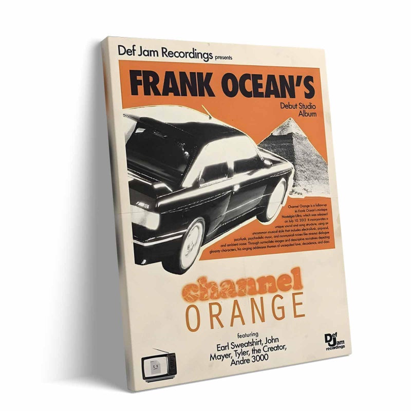 Sunwes Frank Ocean Canvas Wall Art, Channel Orange Album Cover Print Poster, Vintage Framed Music Wall Artwork for Bedroom, Lounge, Studio or Music Room Aesthetic Decor 8x10inch - Image 1