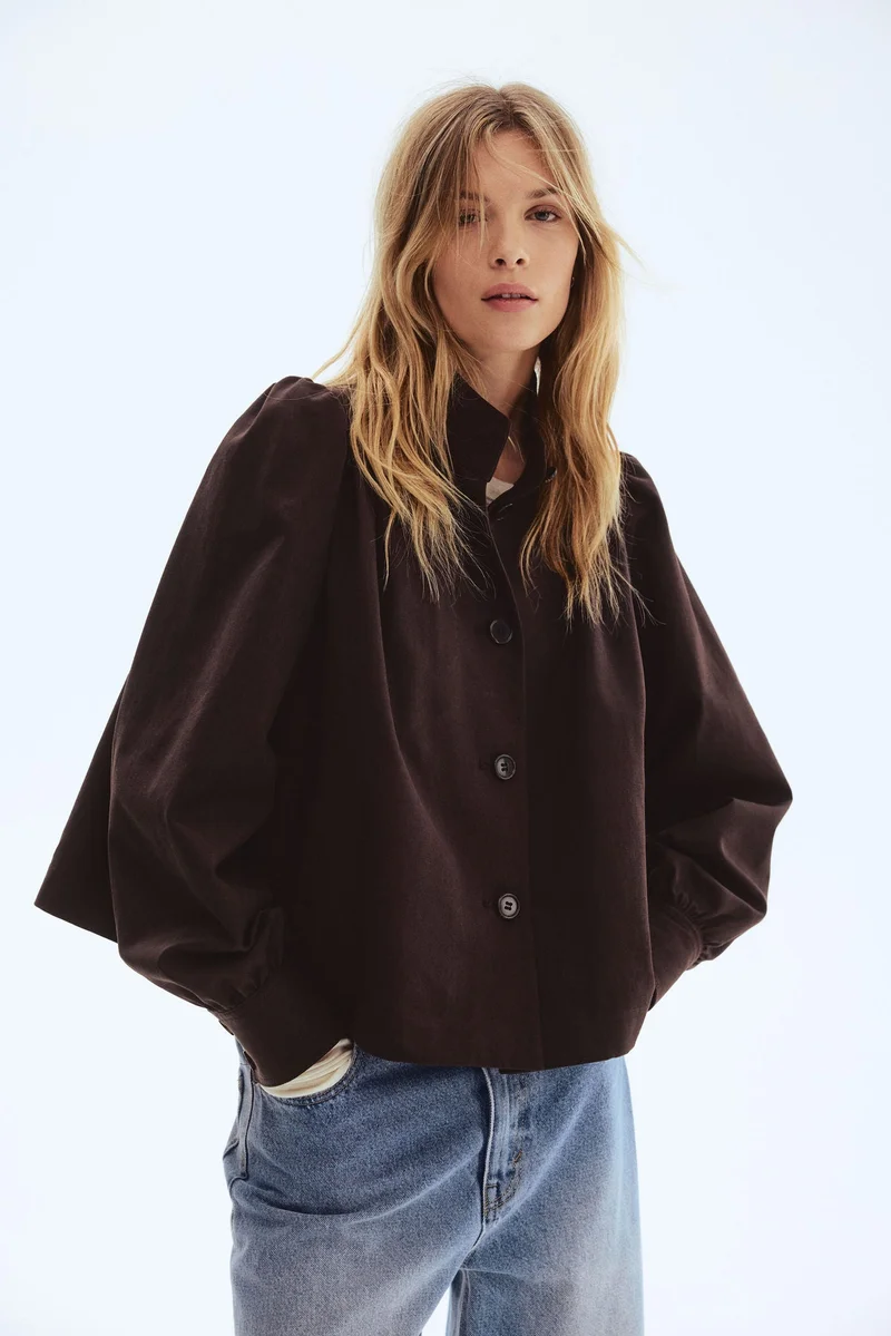 اتش اند ام جاكيت من التويل بأكمام منتفخة