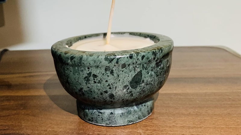 RDK Handmade Candle in Mortar Waxed Marble Kharal Shape Diya Candles Tea Light for Diwali Puja Diyas for Festival Gift Mandir Items - Image 1
