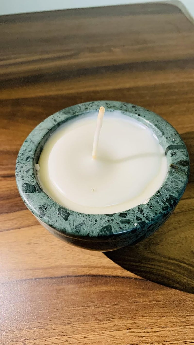 RDK Handmade Candle in Mortar Waxed Marble Kharal Shape Diya Candles Tea Light for Diwali Puja Diyas for Festival Gift Mandir Items - Image 4