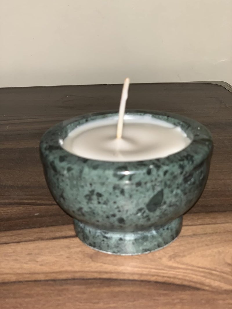 RDK Handmade Candle in Mortar Waxed Marble Kharal Shape Diya Candles Tea Light for Diwali Puja Diyas for Festival Gift Mandir Items - Image 2