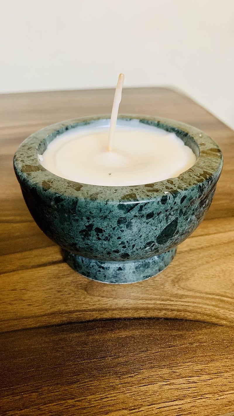 RDK Handmade Candle in Mortar Waxed Marble Kharal Shape Diya Candles Tea Light for Diwali Puja Diyas for Festival Gift Mandir Items - Image 3
