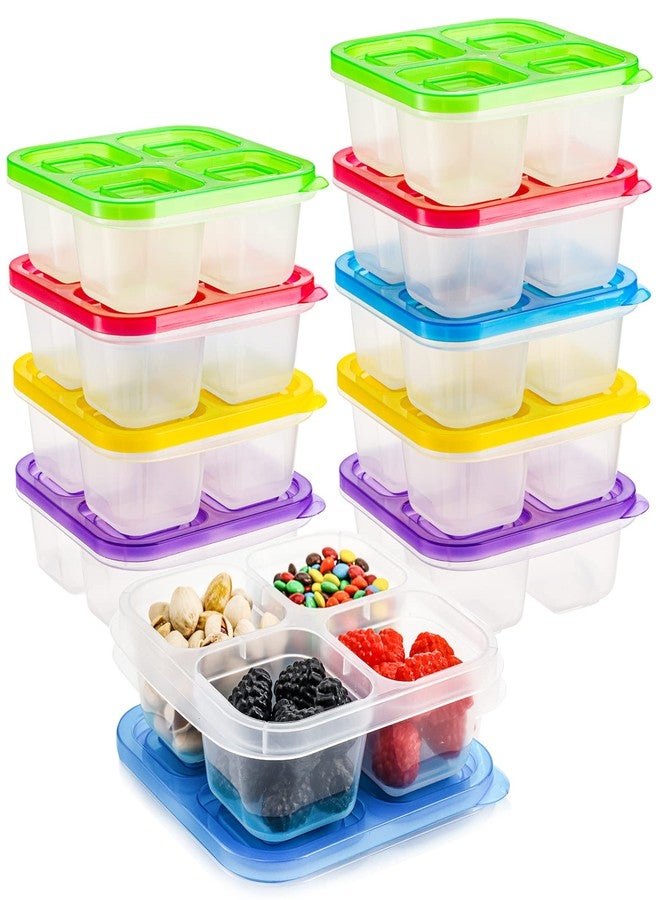 AVLA 10 Pack Bento Snack Boxes, Reusable Meal Prep Containers, 4-Compartment To Go Bento Lunch Boxes, Stackable Divided Food Storage Containers for Work and Travel - Image 1