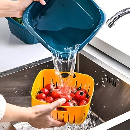 Oblivion Kitchen Multifunctional Square Double Layer Food Box Drain Basket/Container - Image 5