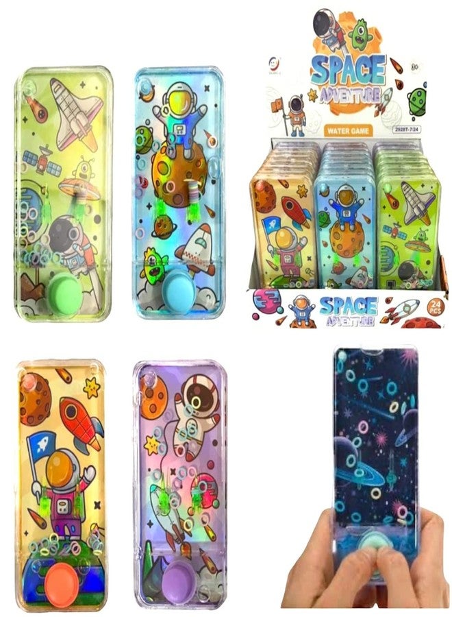 LE DELITE Space Hand Held Water Game/Space Explorer Theme Astronaut Planet Star Moon Water Toss Ring Game Console Toy Water Ring Game For Kids Party Return Gift (4 Piece), Multicolor - Image 1