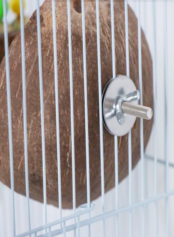 في تربو واي عش ببغاء من قشور جوز الهند الطبيعية من VTurboWay، عبوة من قطعتين، بيت للعصافير، سرير للكناري، لعبة معلقة، عش للتكاثر، مضاد للنقر، مع وسادة دافئة للأقفاص، سرير للطيور للنوم - Image 4