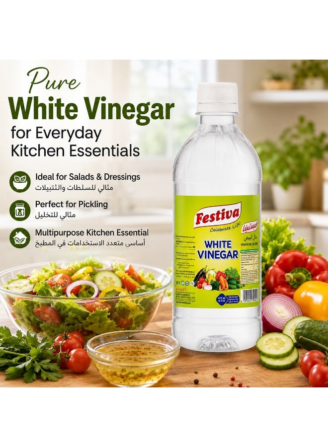 Festiva White Vinegar 473ml - Multi Purpose Cooking Vinegar for Salads, Marinades, Pickling and Cleaning - Clear Vinegar - Image 2