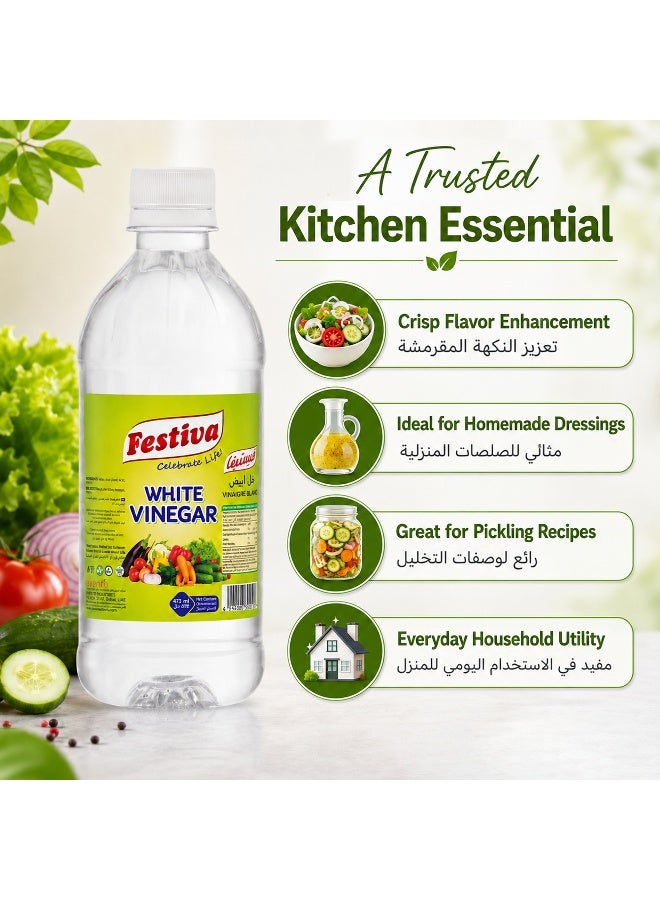 Festiva White Vinegar 473ml - Multi Purpose Cooking Vinegar for Salads, Marinades, Pickling and Cleaning - Clear Vinegar - Image 4