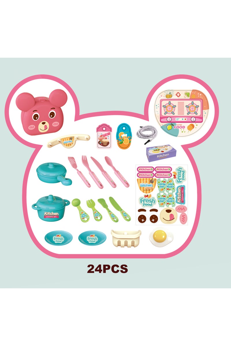 Kikibebe Kitchen Backpack Set – 24 Pieces, High-Quality Polypropylene Material – Pink - Image 3