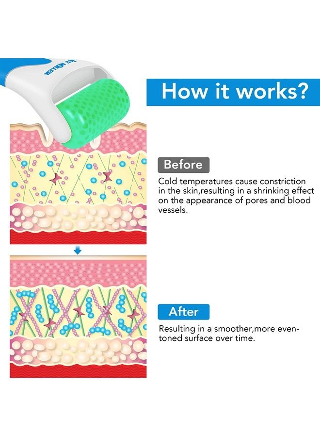 LATME Ice Roller for Face Eyes,Womens Gifts,Face Massager Roller Puffiness Migraine Pain Relief and Minor Injury (Green) - Image 2