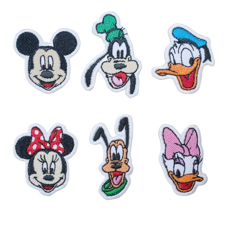 Octory 6 PCS Mini Set Cute Cartoon Mickey Iron On Patch for Clothing Saw On/Iron On Embroidered Patch Applique for Jeans, Hats, Bags - Image 1
