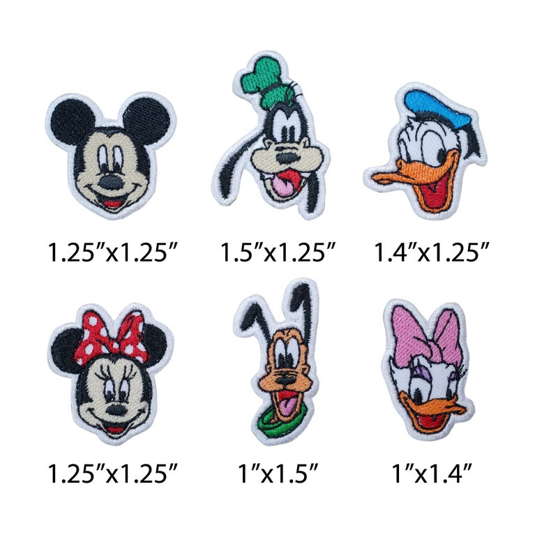 Octory 6 PCS Mini Set Cute Cartoon Mickey Iron On Patch for Clothing Saw On/Iron On Embroidered Patch Applique for Jeans, Hats, Bags - Image 2