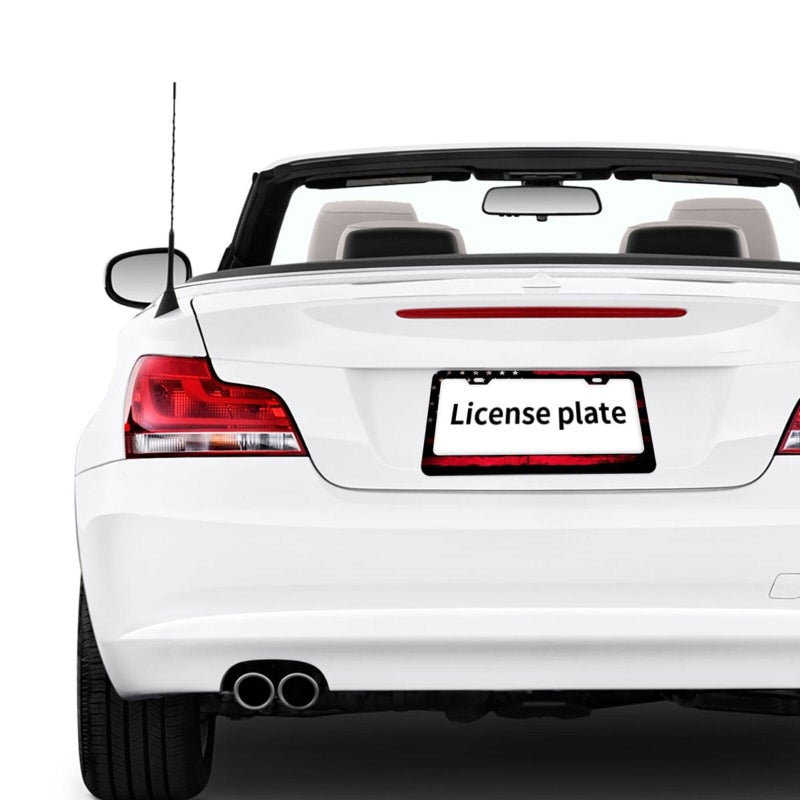 CTVSLFU License Plate Frame 2 Pack Aluminum Metal Rust-Proof Front & Rear Car Tag Holder with 2 Holes, Universal Car Accessories with Screws for Men & Women - 002 Black Red American Flag - Image 5