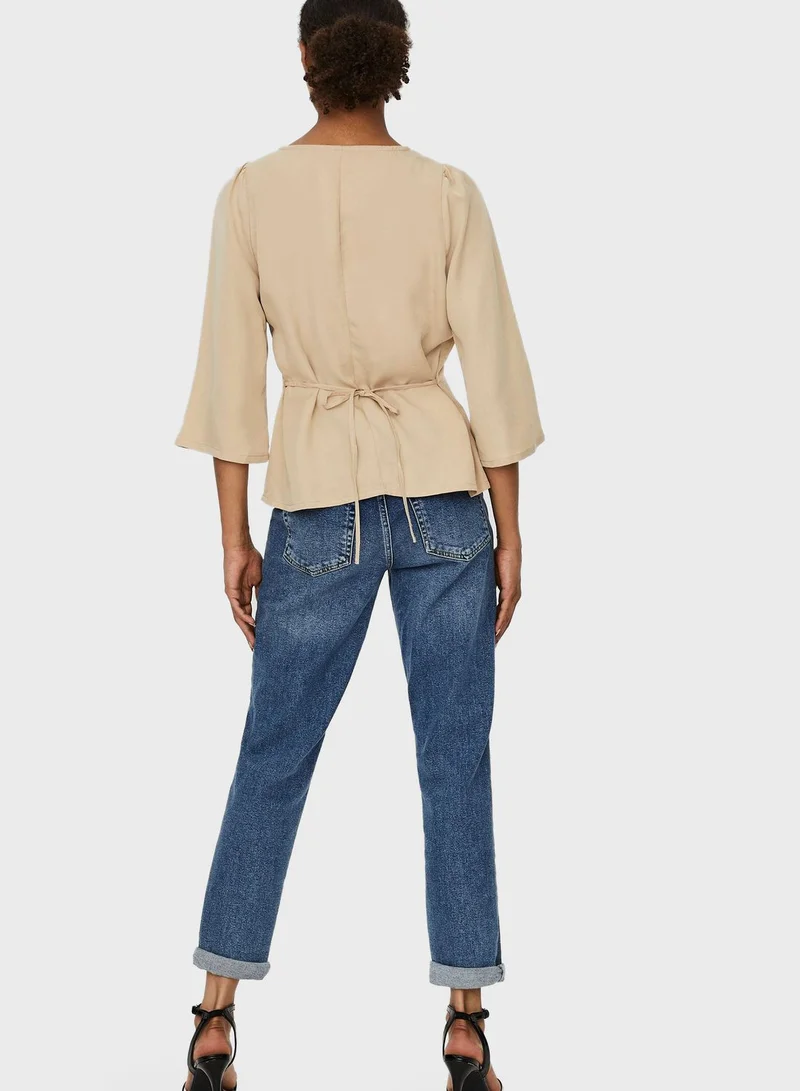 VERO MODA Belted Wide Sleeve Top
