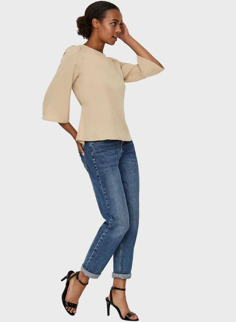 VERO MODA Belted Wide Sleeve Top