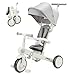 JMMD Baby Tricycle 7in1 Multifunctional Kids Trike with Adjustable Parent Handle Safety Harness Wheel Brakes Removable Canopy Stroll Trike for Boys Girls Ages 18 Months5 Years Gray - Image 3