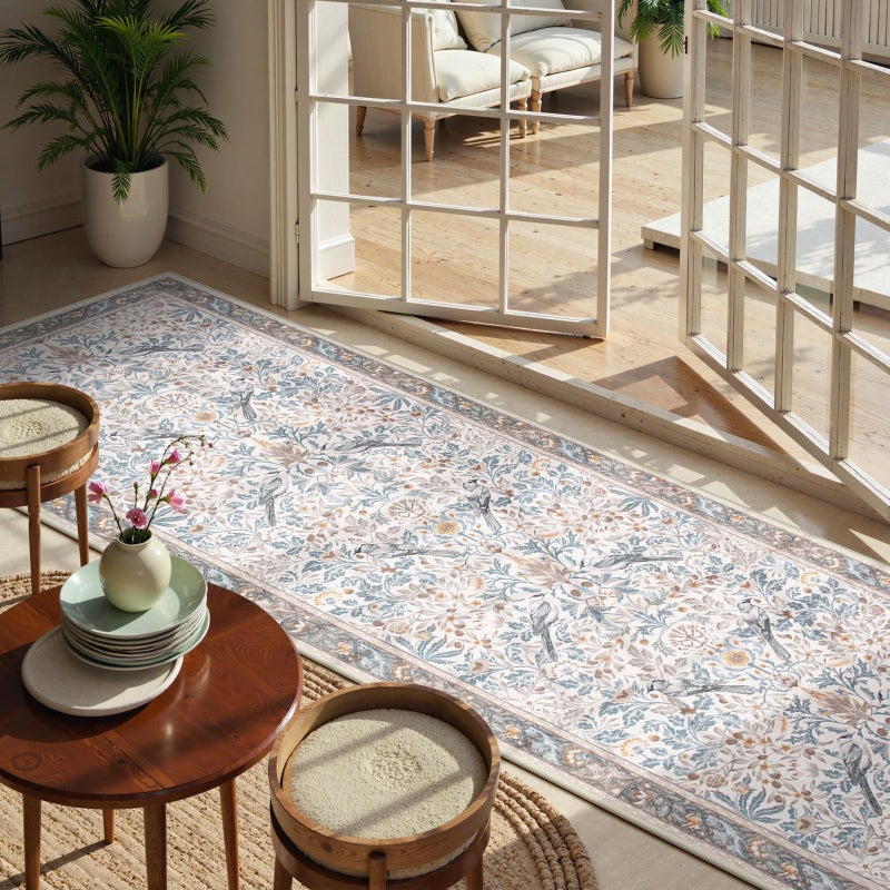 Morebes Boho Floral Birds 2x6 المطبخ عداء السجاد غير القابل للانزلاق قابلة للغسل المتسابقون للممرات غير الممرات غير الناعمة في داخلي سجادة لدخول غرفة نوم غرفة الغسيل البيج - Image 1