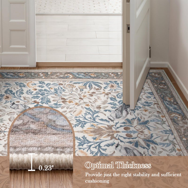 Morebes Boho Floral Birds 2x6 المطبخ عداء السجاد غير القابل للانزلاق قابلة للغسل المتسابقون للممرات غير الممرات غير الناعمة في داخلي سجادة لدخول غرفة نوم غرفة الغسيل البيج - Image 4