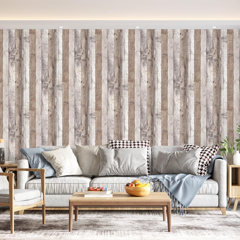 Qianglive Vintage Wood Peel and Stick Wallpaper 17.3"Ã—80" Rustic Wood Contact Paper Removable Shiplap Wallpaper Self Adhesive Barnwood Waterproof Vinyl Wall Paper Covering Film - Image 4