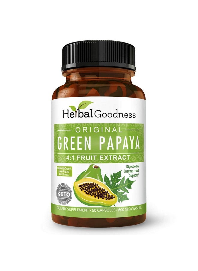 Herbal Goodness كبسولات مستخلص فاكهة البابايا الخضراء - إنزيمات البابايا العضوية مع البروبيوتيك والبريبايوتيك لصحة الجهاز الهضمي - إنزيمات هضمية فائقة، دعم المناعة - 60 كبسولة، مصنوعة في الولايات المتحدة الأمريكية - Image 1