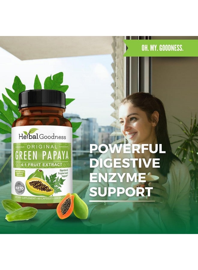 Herbal Goodness كبسولات مستخلص فاكهة البابايا الخضراء - إنزيمات البابايا العضوية مع البروبيوتيك والبريبايوتيك لصحة الجهاز الهضمي - إنزيمات هضمية فائقة، دعم المناعة - 60 كبسولة، مصنوعة في الولايات المتحدة الأمريكية - Image 3