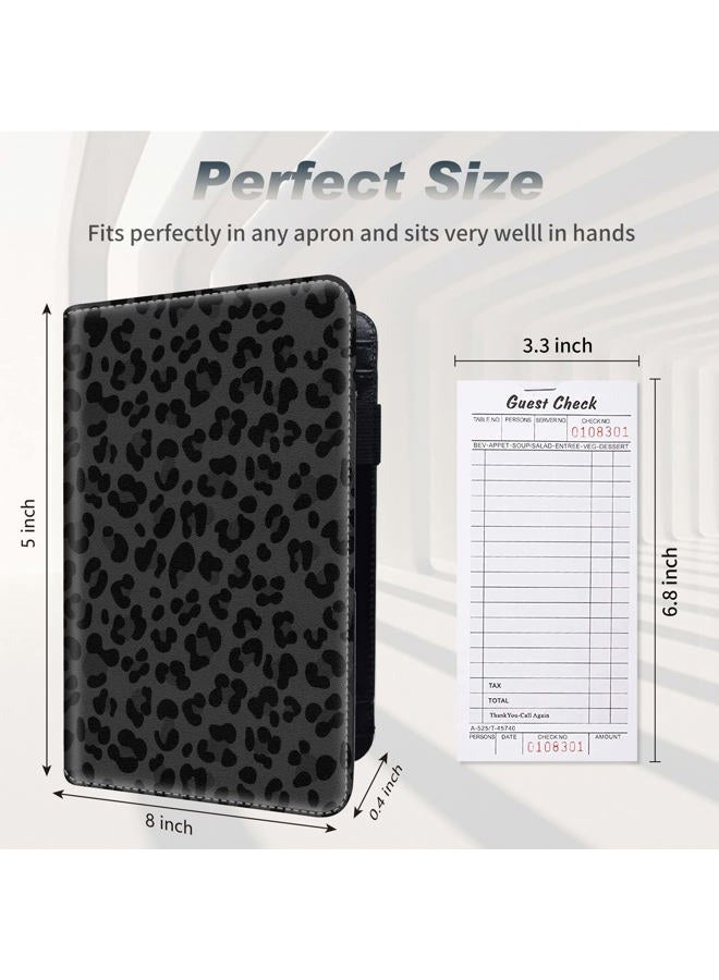 SDDFRHGH Server Books for Waitress, Waiter Book Server Organizer with Zipper Pocket,PU Leather Waitress & Waitstaff Book Wallet with Card Slot Guest Check Holder- Skull Flowers - Image 2