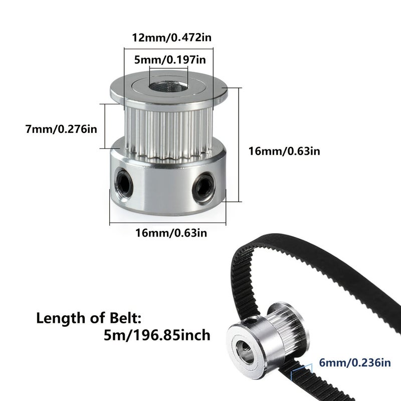 8 تروس ميكانيكية من نوع GT2 وحزام متزامن بطول 196 بوصة ونوع 5M مع مفتاح ربط سداسي لمجموعة ميكانيكية لطابعة ثلاثية الأبعاد وطابعة CNC - Image 4