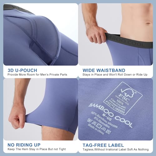 BAMBOO COOL سروال داخلي رجالي من BAMBOO COOL، تنفس فائق، بدون انزلاق، مع حزام مرن مريح، عبوة متعددة - Image 5