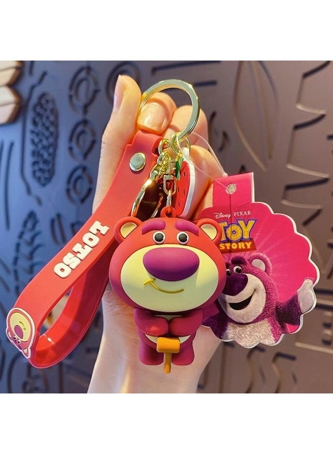 Generic Disney Strawberry Bear Lotso Cartoon Keychain, Exquisite Pendant Cute Decorative Accessories for Purse Handbag Schoolbag Backpack Key  - Image 1