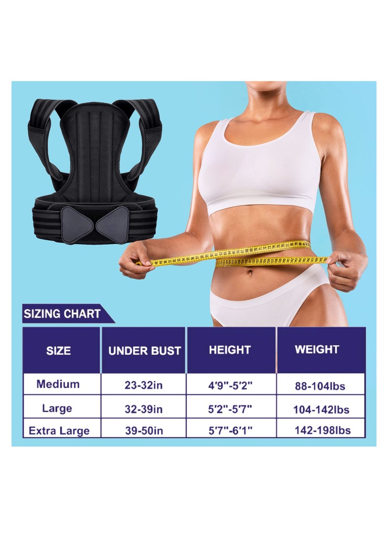 Posture Corrector, for Women and Men Back Straightener Posture Corrector Adjustable Size Back Brace for Posture Providing Pain Relief from Neck Shoulder and Upper Back (Large) - Image 3