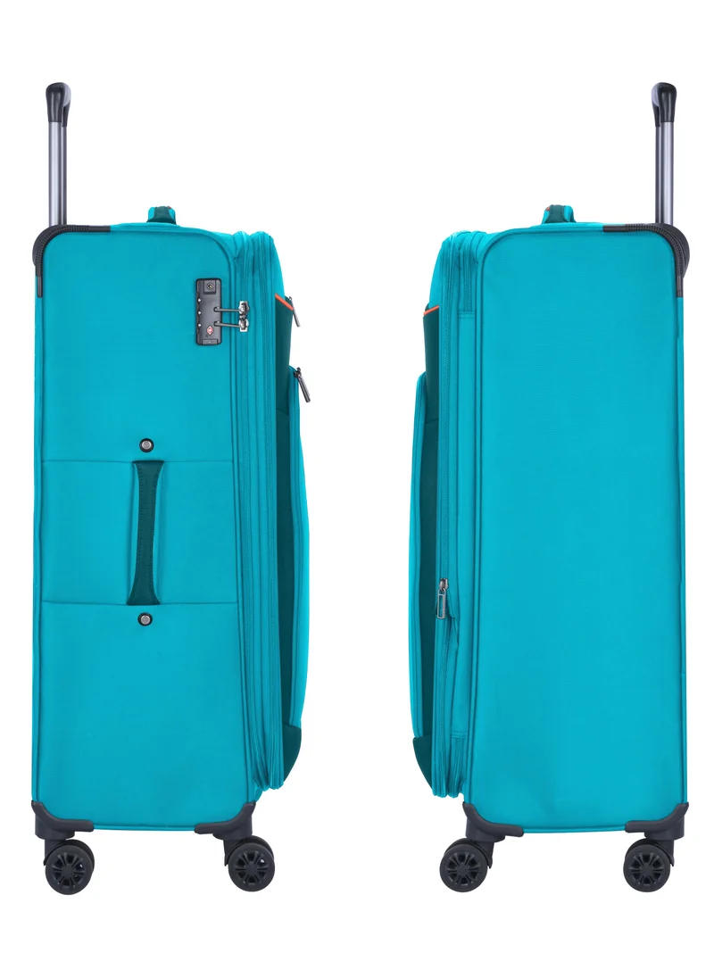 إيمينينت Unisex Soft Travel Bag Large Luggage Trolley Polyester Lightweight Expandable 4 Double Spinner Wheeled Suitcase with 3 Digit TSA lock E788 Green