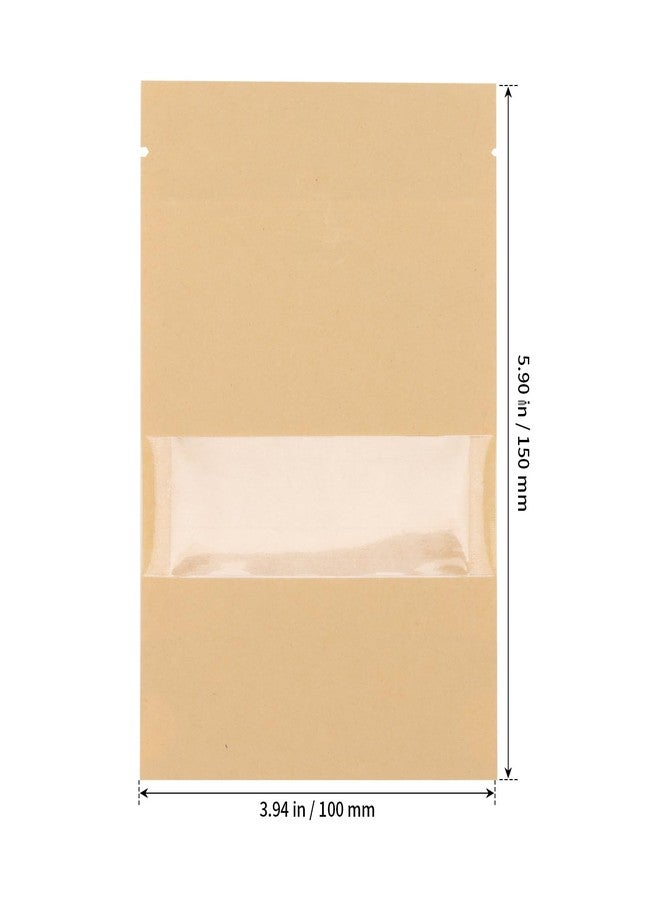 SHEUTSAN 200 Pack 4 x 6 Inch Kraft Zip Lock Pouch with Window, Brown Stand Up Pouches Bags, Resealable Bag for Dry Food, Snack - Image 2