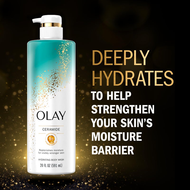 Olay Cleansing & Strengthening Body Wash for Women with Ceramide & Vitamin B3 Complex, Supports Skin's Natural PH, Advanced Formula, 20 fl oz - Image 3