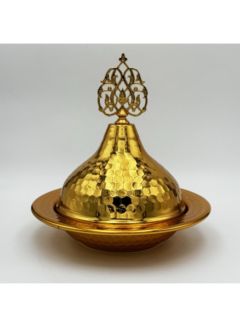 Handmade Gold-Colored Copper Rice Serving Pot with Lid – Premium Quality, Made in Turkey  - Image 1