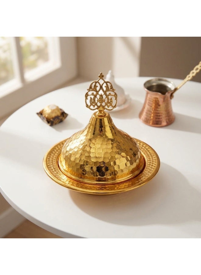 Handmade Gold-Colored Copper Rice Serving Pot with Lid – Premium Quality, Made in Turkey - Image 2