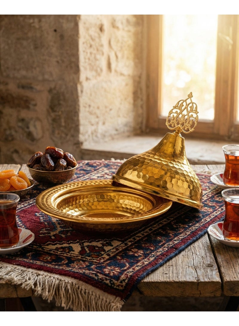 Handmade Gold-Colored Copper Rice Serving Pot with Lid – Premium Quality, Made in Turkey - Image 4