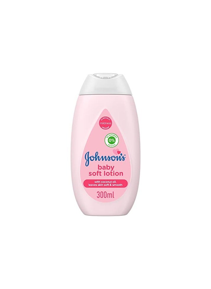 Johnson's Baby Soft Lotion, Nourishing Formula Free of Parabens & Dyes 300 mlml - Image 1