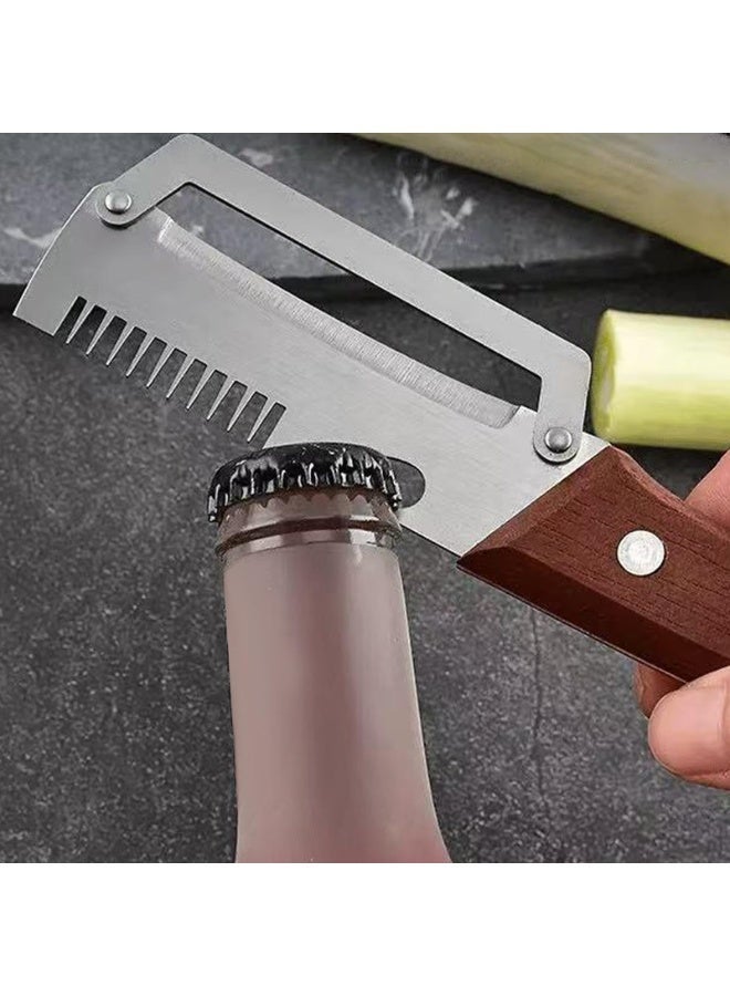 BABONA Multifunctional Vegetable Peeler, Stainless Steel Fruit and Vegetable Peeler with Wooden Handle, Slicer and Bottle Opener, Zero-Flex Kitchen Peeling Tool for Potato, Carrot and More - Image 5