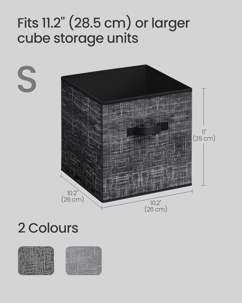 SONGMICS Storage Cubes, Non-Woven Fabric Bins with Double Handles, Set of 8, Closet Organizers for Shelves, Foldable, for Clothes, Ink Black - Image 5