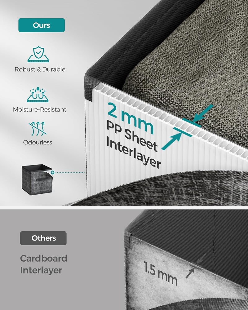 SONGMICS Storage Cubes, Non-Woven Fabric Bins with Double Handles, Set of 8, Closet Organizers for Shelves, Foldable, for Clothes, Ink Black - Image 3