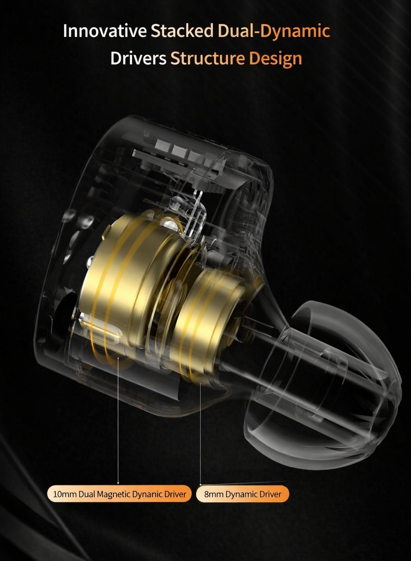 KZ Castor Harman Target Version IEM In-Ear Earphones – Dual Dynamic Drivers (10mm + 8mm), Tunable Sound with 4 Adjustment Switches (16 Profiles), Noise Isolating, 3.5mm, 0.75mm 2-Pin, Silver With Mic - Image 4