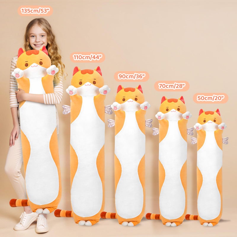 Mewaii Long Cat Plush Body Pillow  28  Cute Brown Stuffed Animals Soft Plushies  Kitten Doll Toy Gift for Girlfriend - Image 5