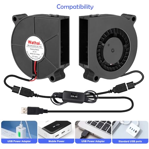 Wathai 60mm x 15mm Computer Case USB Blower Fan 5V with Variable Speed Controller for Receiver DVR PlayStation Xbox Computer Cabinet Cooling 2 Pack - Image 4