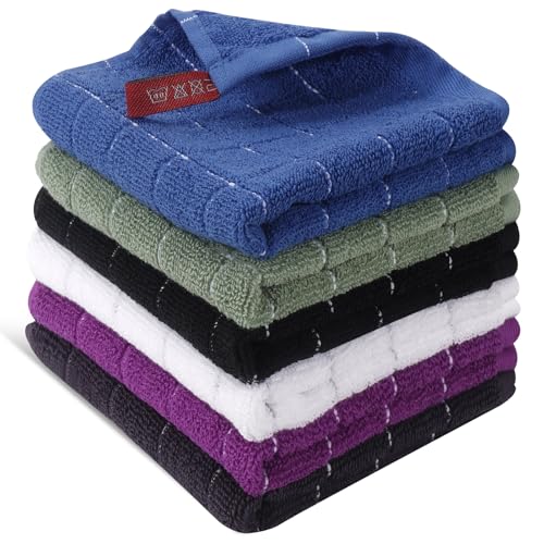 INFICRIME Wash Cloth 6 Pack 100% Cotton, Soft Absorbent Washcloths for Face, Body & Bathroom, Quick Dry Small Towels for Daily Use - Image 1