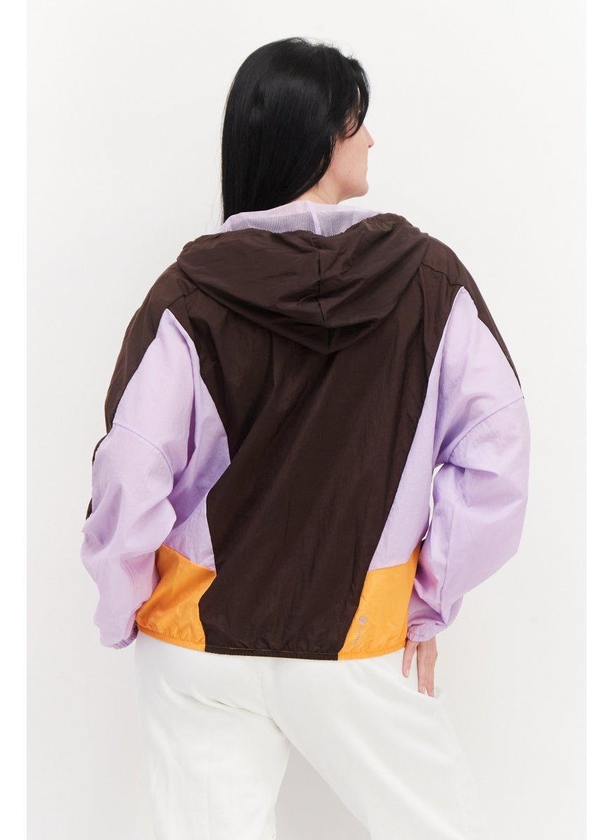 Adidas - Women Sportswear Fit Hooded Half Zip Training Sweatshirt, Brown Combo - Image 1